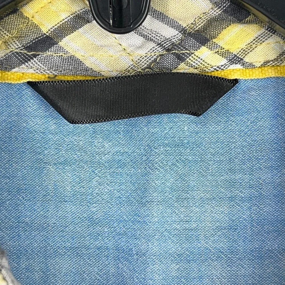 North‎ Face Shirt Mens Large Yellow Plaid Button-Up Lined Short sleeved Casual